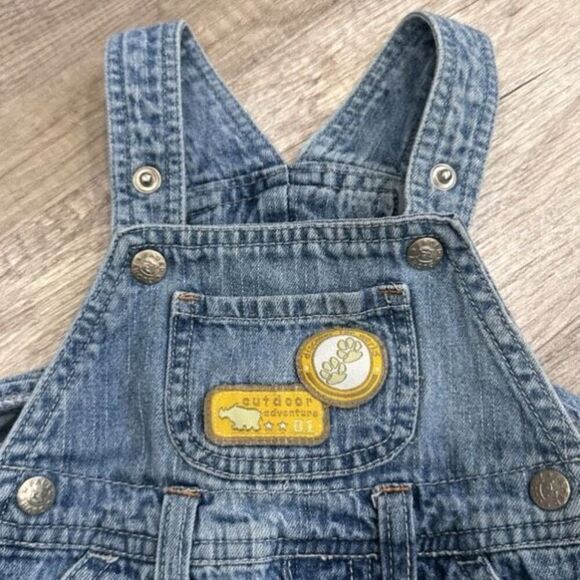 Vintage Y2K Faded Glory Infant Baby Jungle Safari Denim Overalls Size 3-6 months - Picture 3 of 6